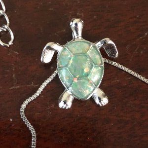 New Enamel Painted Sea Turtle Silver Necklace